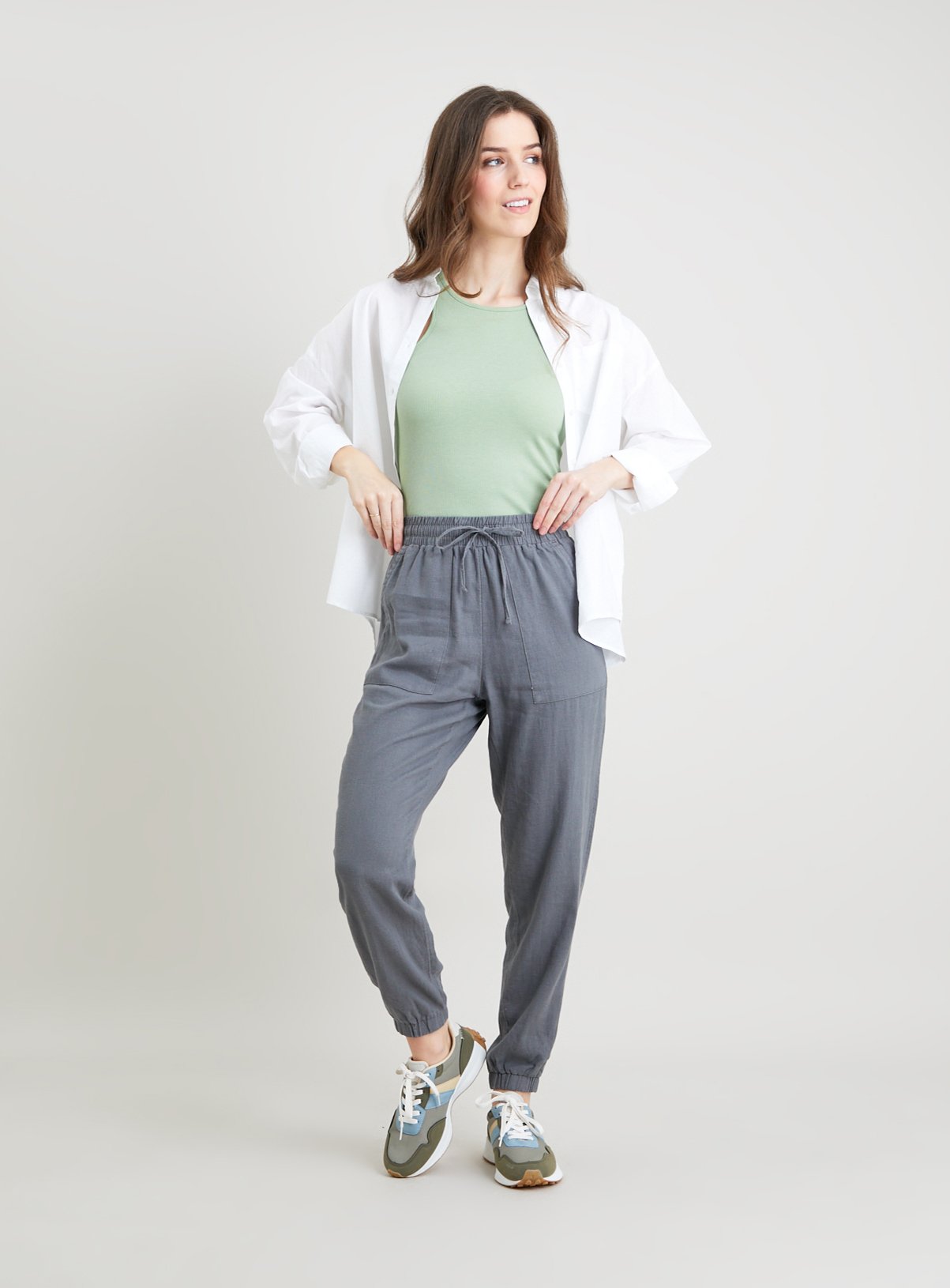 SKU: LINEN JOGGER:Dark Grey:24 - Image 2 thumbnail